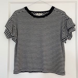 Madewell Ruffle-Sleeve Tee in Stripe